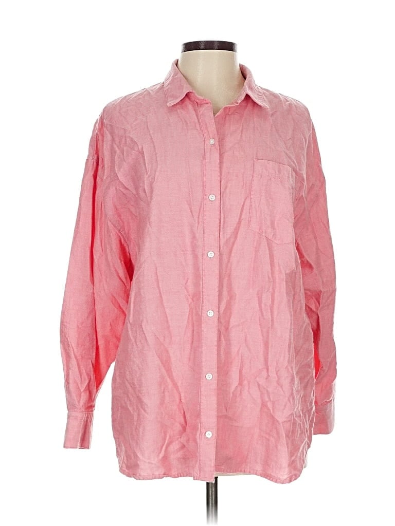 Pre-owned Old Navy Long Sleeve Button Down Shirt In Pink
