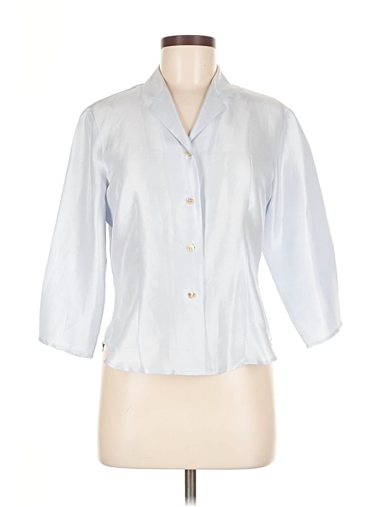 Pre-owned Ny & C 3/4 Sleeve Button Down Shirt In Silver