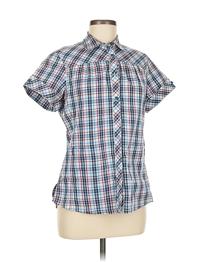 Pre-owned Eddie Bauer Short Sleeve Button Down Shirt In Blue