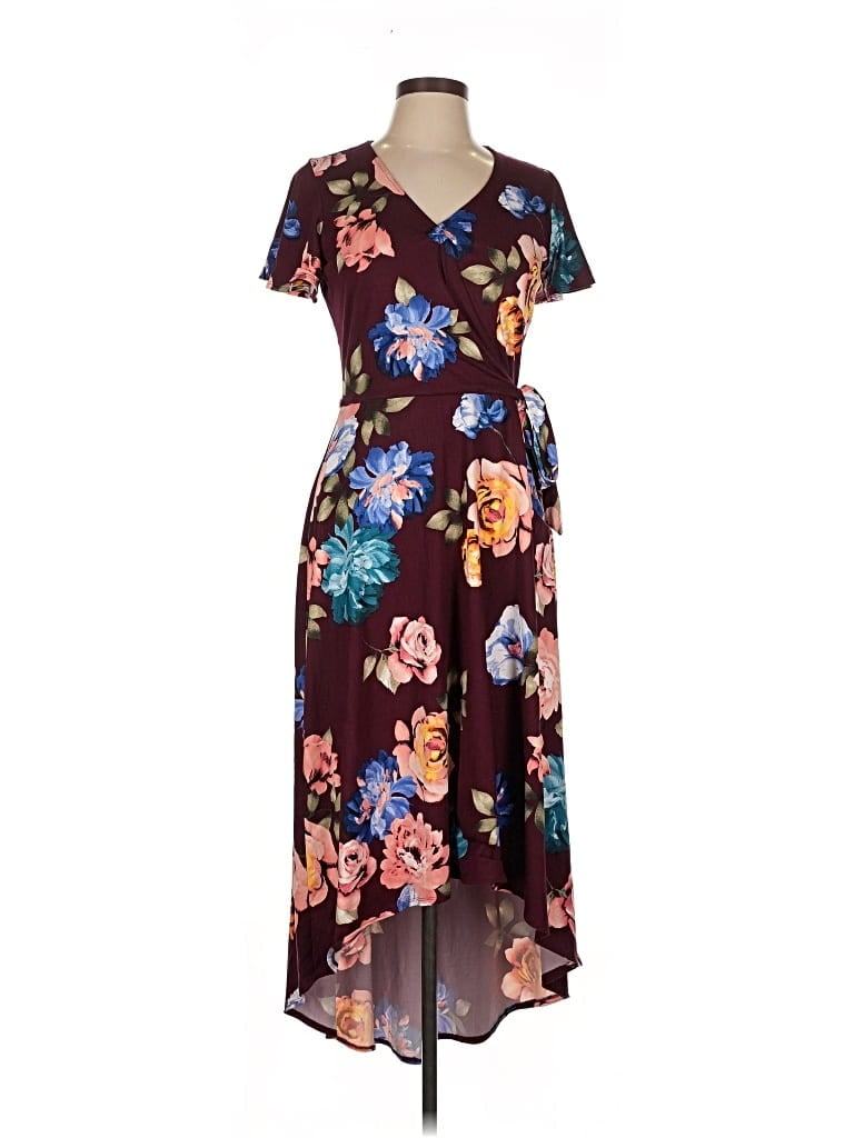 Pre-owned By & By Casual Dress In Burgundy