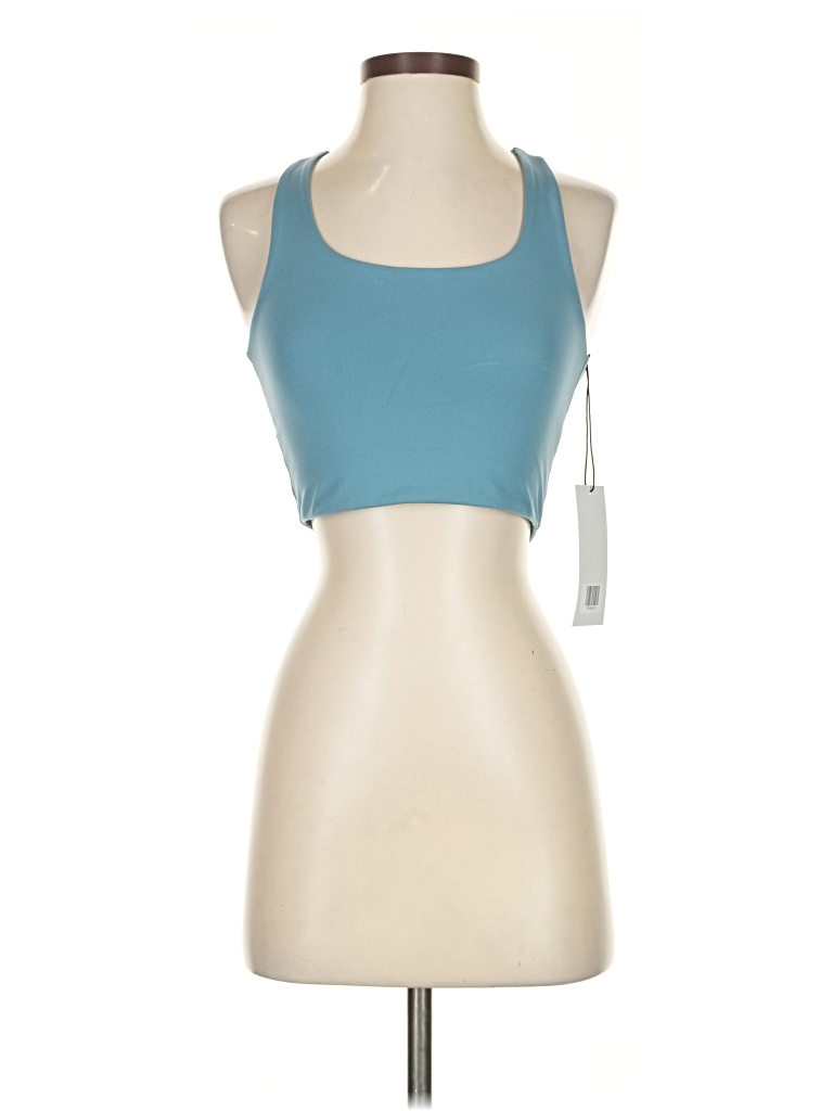 Pre-owned Girlfriend Collective Tank Top Teal Halter Neckline Tops In Blue