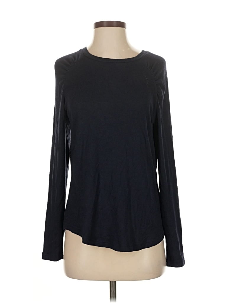 Pre-owned Market & Spruce Long Sleeve Top Black Crew Neck Tops