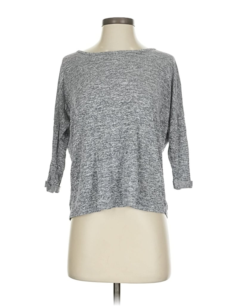 Pre-owned Forever 21 Contemporary 3/4 Sleeve T-shirt In Gray