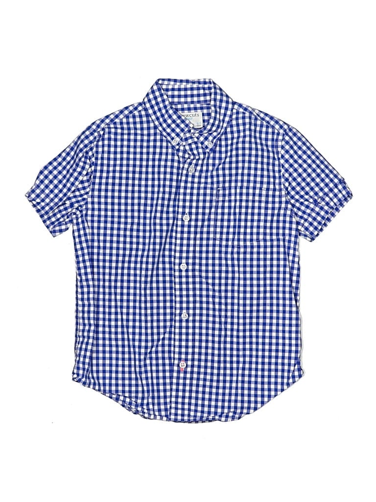 Pre-owned Crewcuts Kids' Short Sleeve Button Down Shirt In Blue