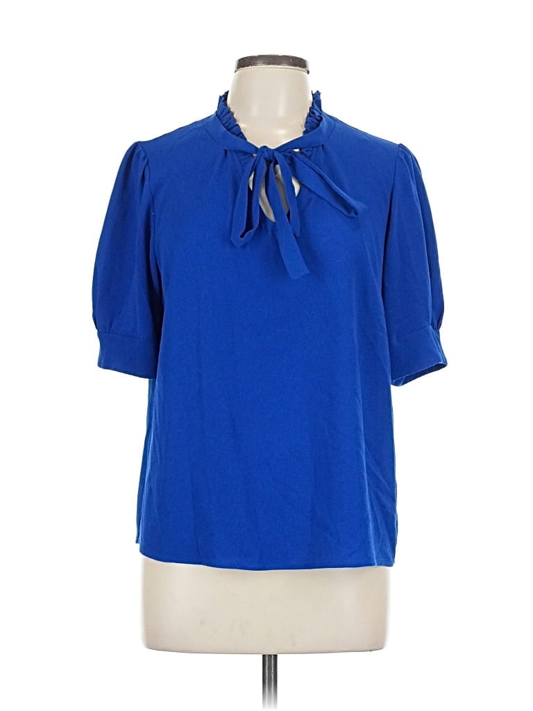 Pre-owned Cece Short Sleeve Blouse In Blue