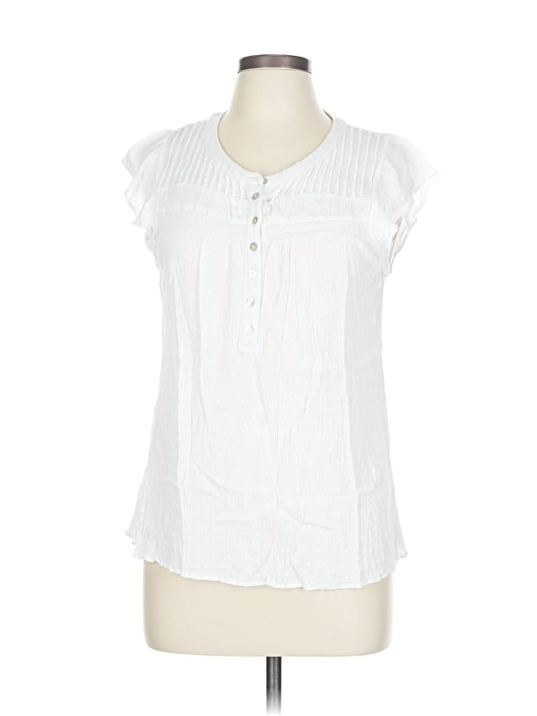 Pre-owned Rose + Olive Short Sleeve Blouse In White