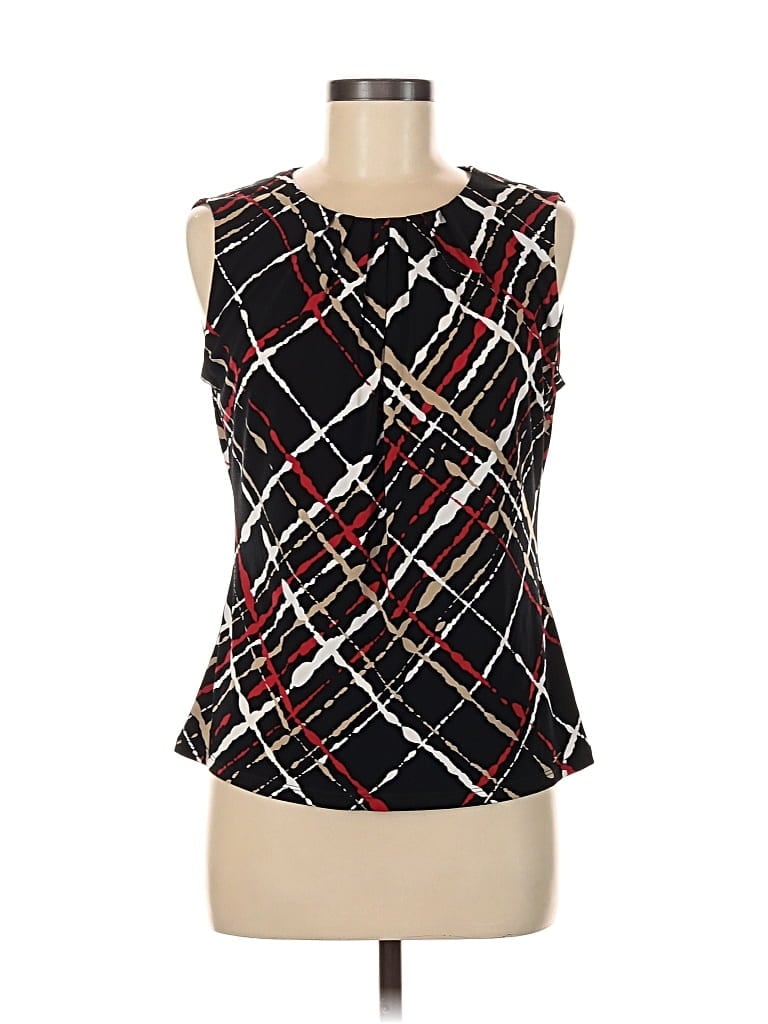 Pre-owned Calvin Klein Sleeveless Top Black Keyhole Neckline Tops