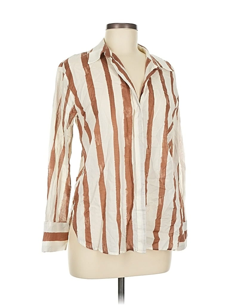 Pre-owned Mng Long Sleeve Blouse In White