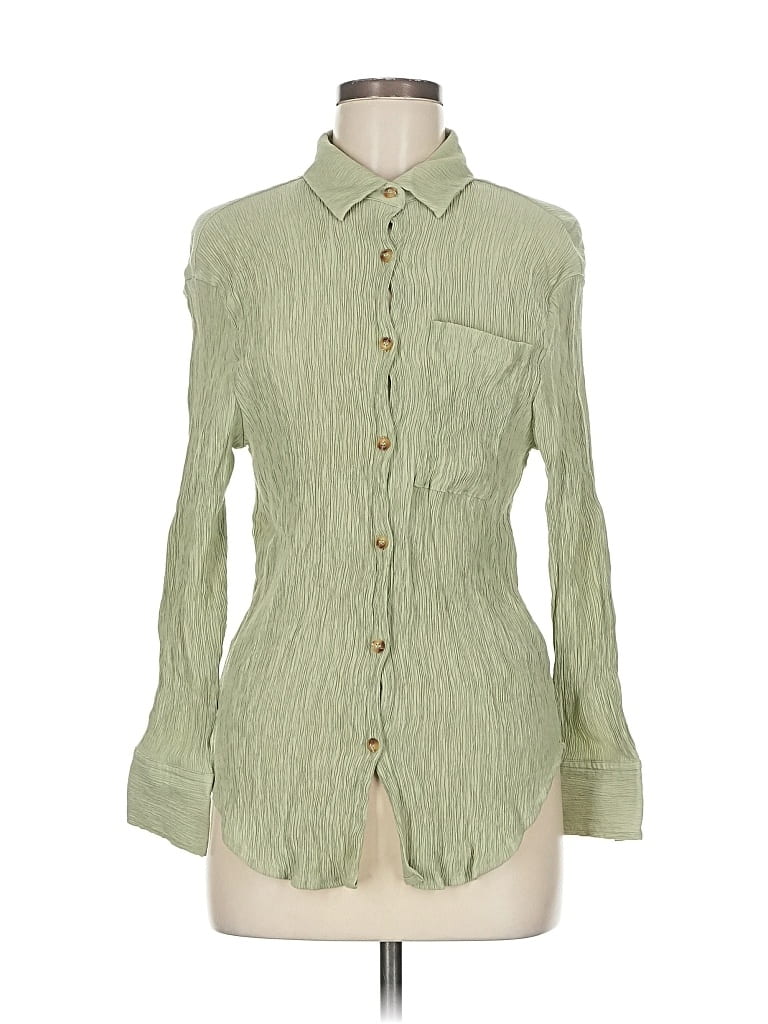 Pre-owned The Workshop Long Sleeve Button Down Shirt In Green