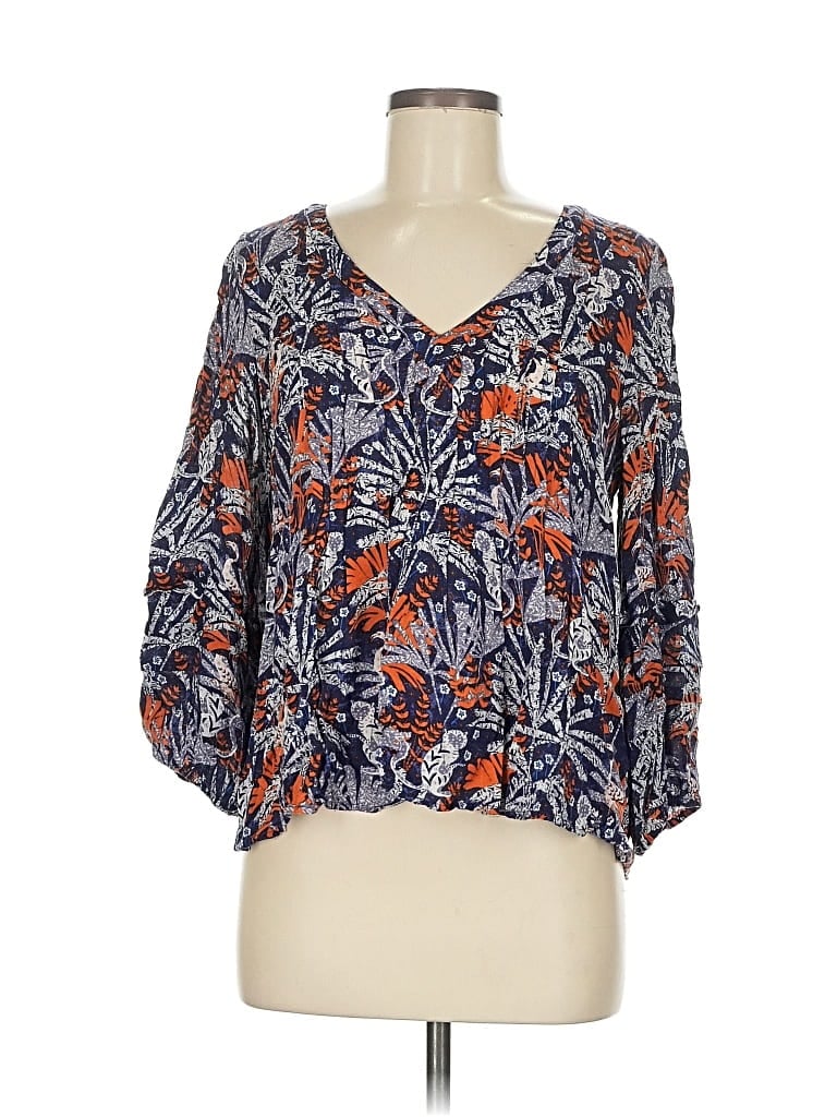 Pre-owned Maeve By Anthropologie 3/4 Sleeve Blouse In Blue