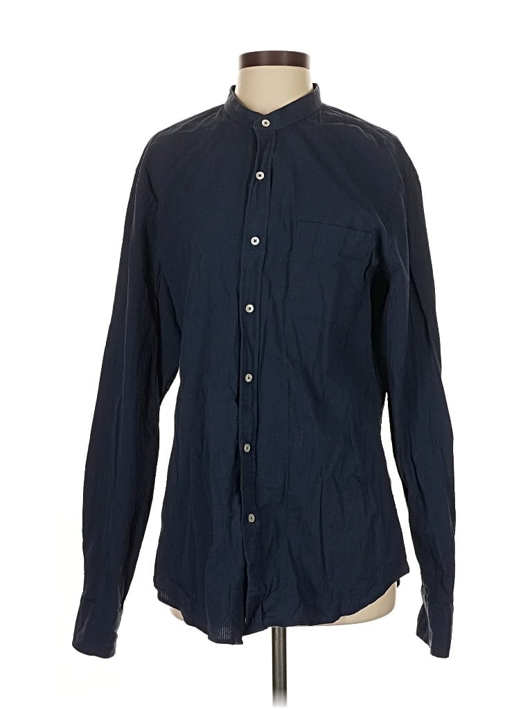 Pre-owned Assorted Brands Long Sleeve Button Down Shirt In Blue