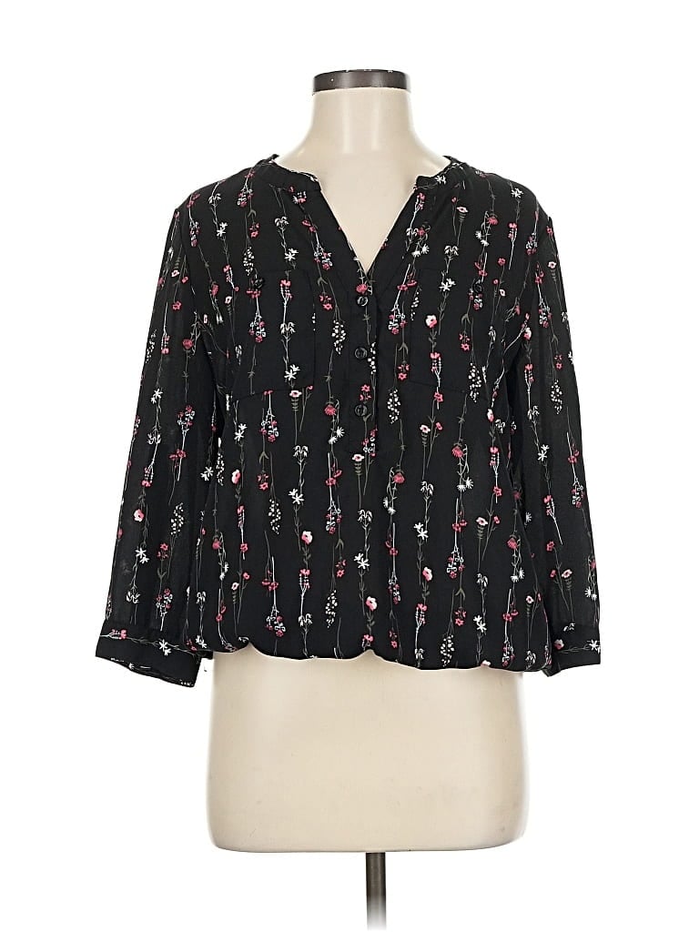 Pre-owned Soho Jeans New York & Company 3/4 Sleeve Blouse In Black