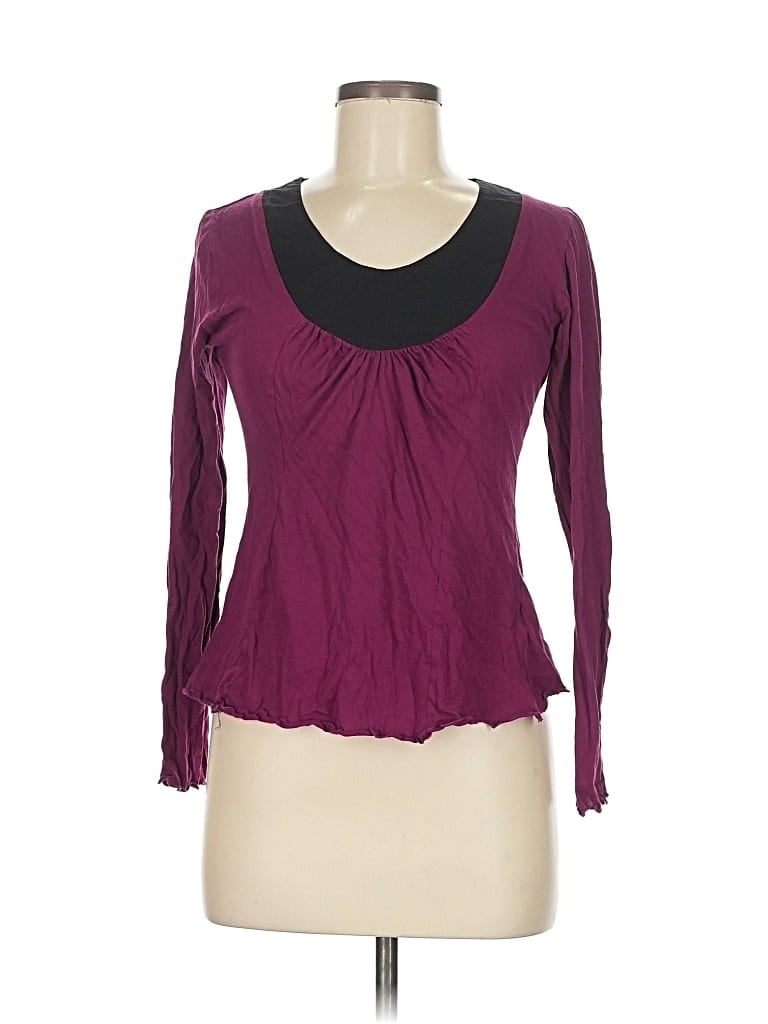 Pre-owned Ethos Long Sleeve Top Burgundy Scoop Neck Tops