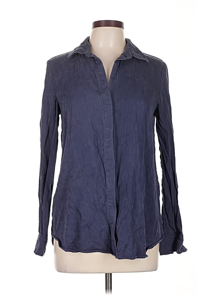 Pre-owned Olivia Grey Long Sleeve Blouse In Blue