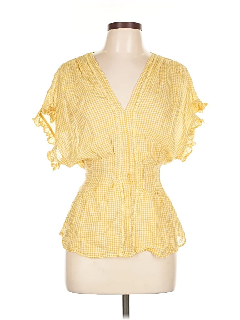 Pre-owned Max Studio Short Sleeve Blouse In Yellow