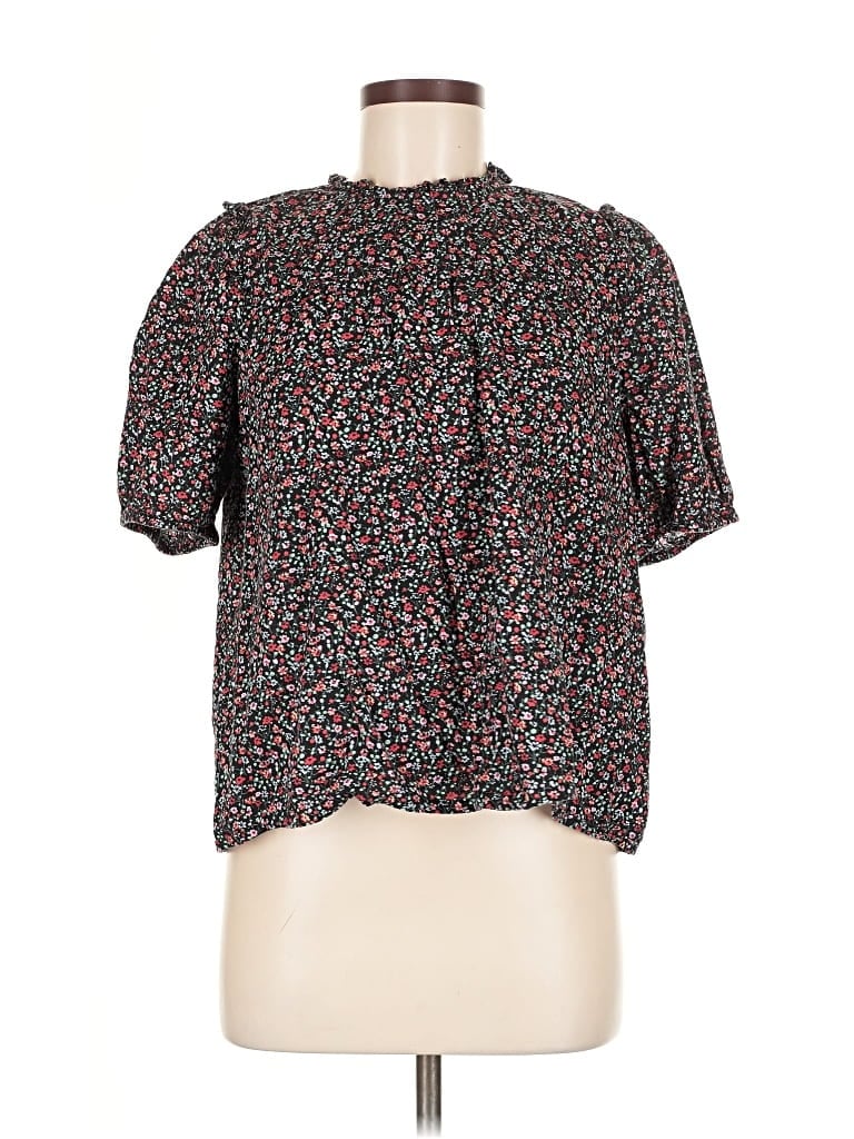 Pre-owned Madewell Short Sleeve Blouse In Black
