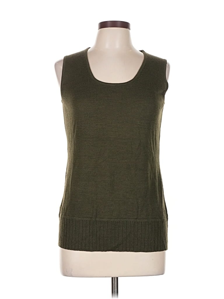 Pre-owned Coldwater Creek Wool Pullover Sweater In Green