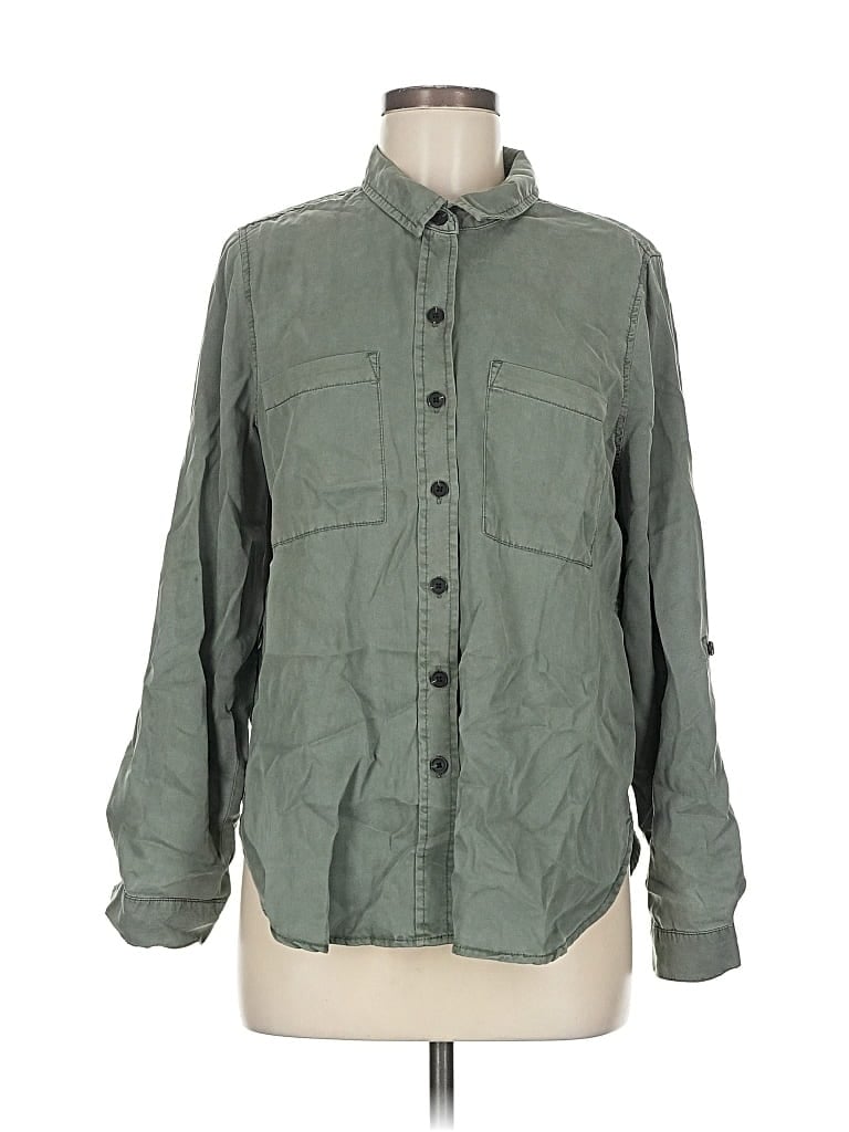 Pre-owned Universal Thread Long Sleeve Button Down Shirt In Green