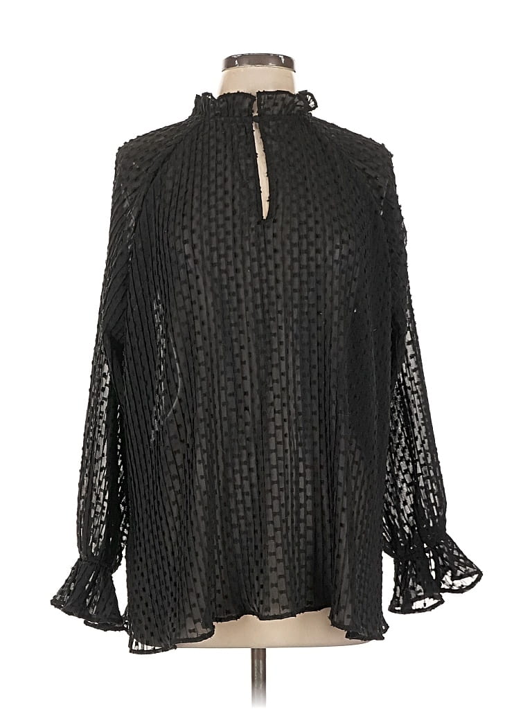 Pre-owned H&m Long Sleeve Blouse In Black