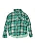 Justice 100% Rayon Plaid Green Long Sleeve Button-Down Shirt Size 14 - photo 1