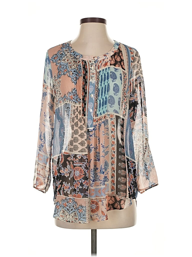 Pre-owned Daniel Rainn 3/4 Sleeve Blouse In Blue