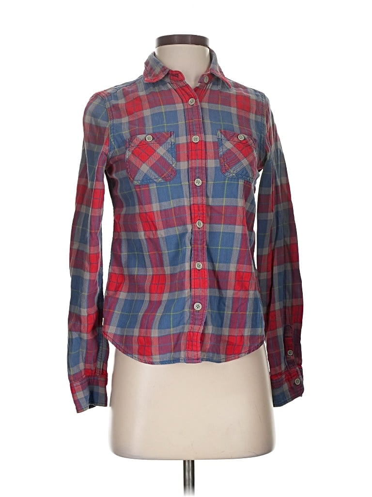 Pre-owned American Eagle Outfitters Long Sleeve Button Down Shirt In Red