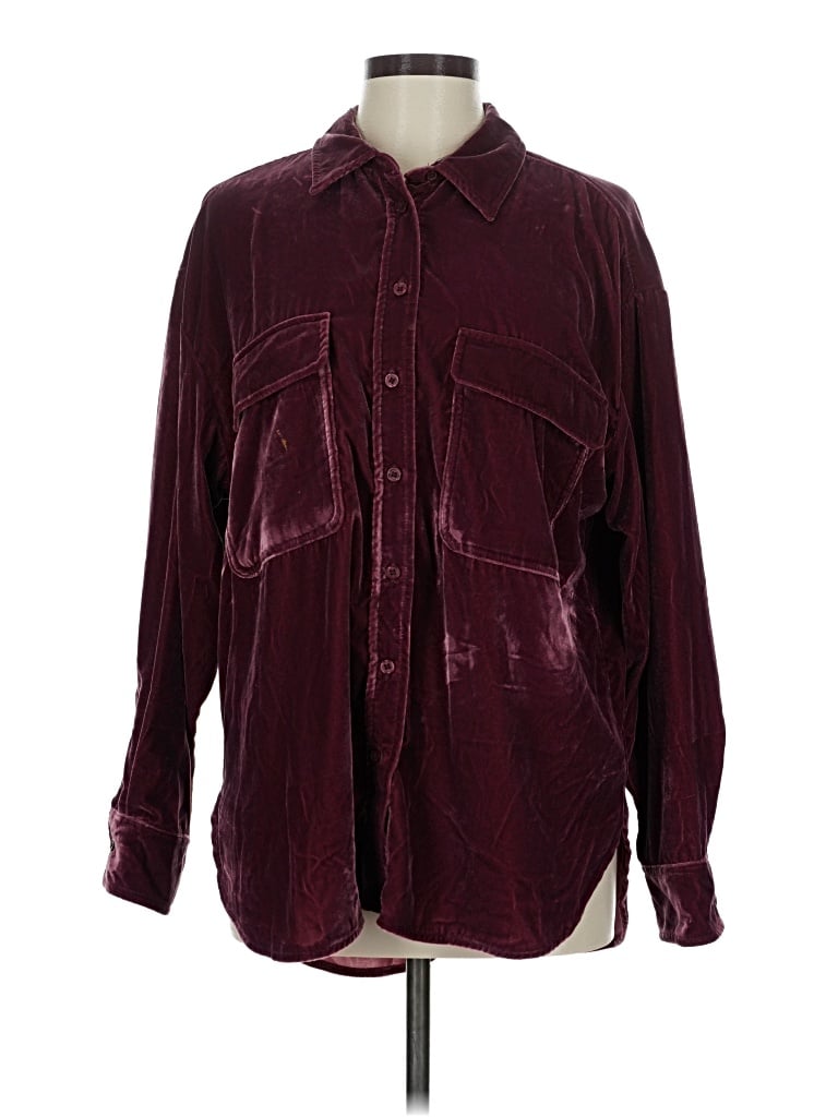 Pre-owned Universal Thread Long Sleeve Button Down Shirt In Burgundy