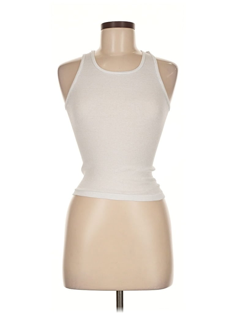 Pre-owned Hanes Tank Top Ivory Halter Neckline Tops In White