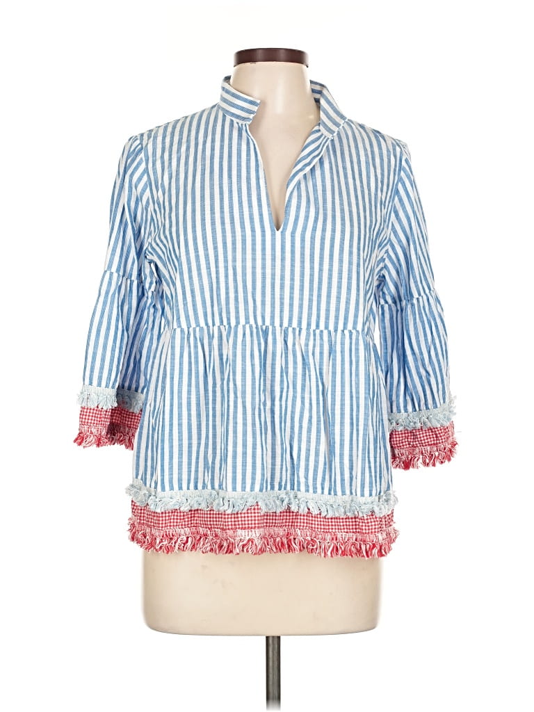 Pre-owned Tuckernuck 3/4 Sleeve Blouse In Blue