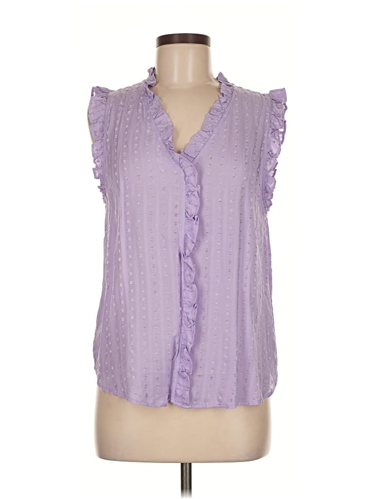 Pre-owned Ann Taylor Factory Sleeveless Blouse In Purple