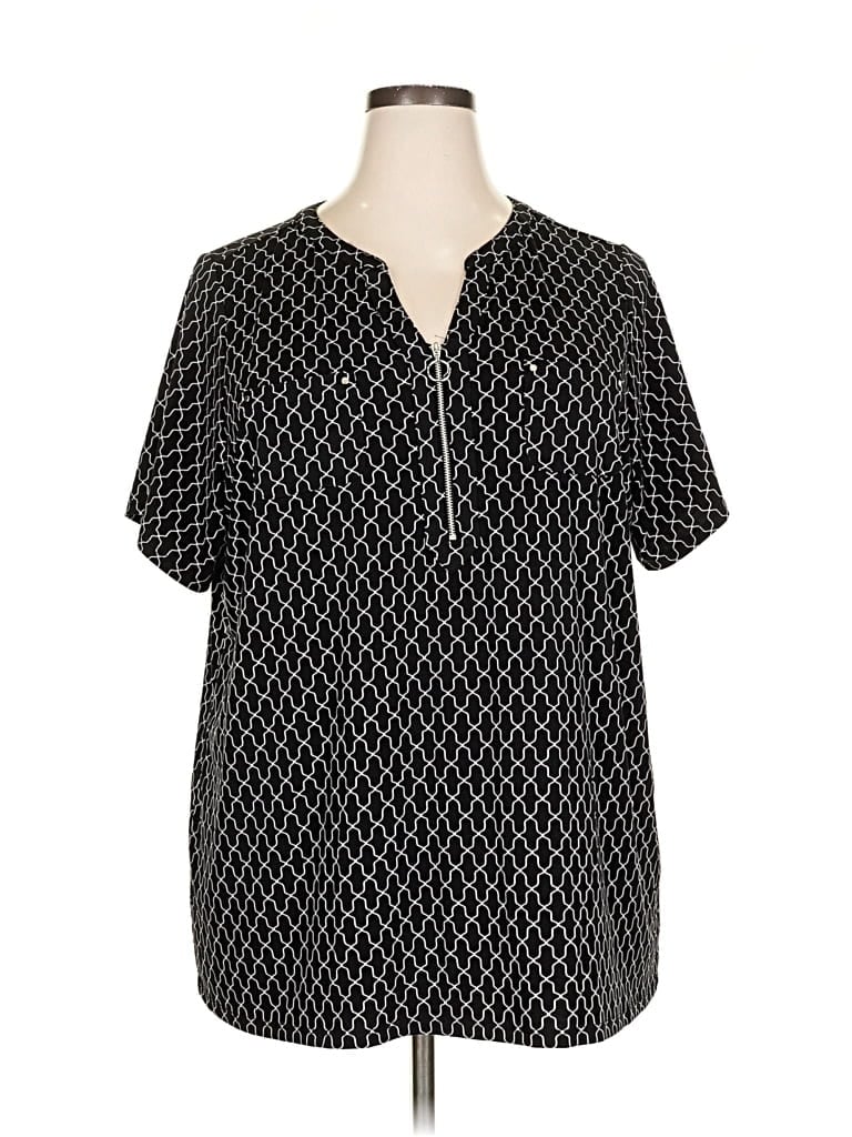 Pre-owned Croft & Barrow Short Sleeve Henley Shirt In Black