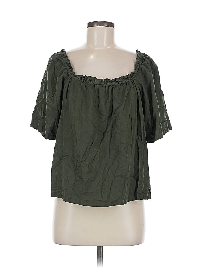 Pre-owned Gap Short Sleeve Blouse In Green