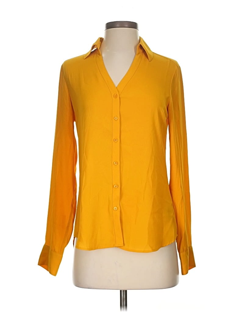 Pre-owned Express Long Sleeve Polo Shirt In Yellow