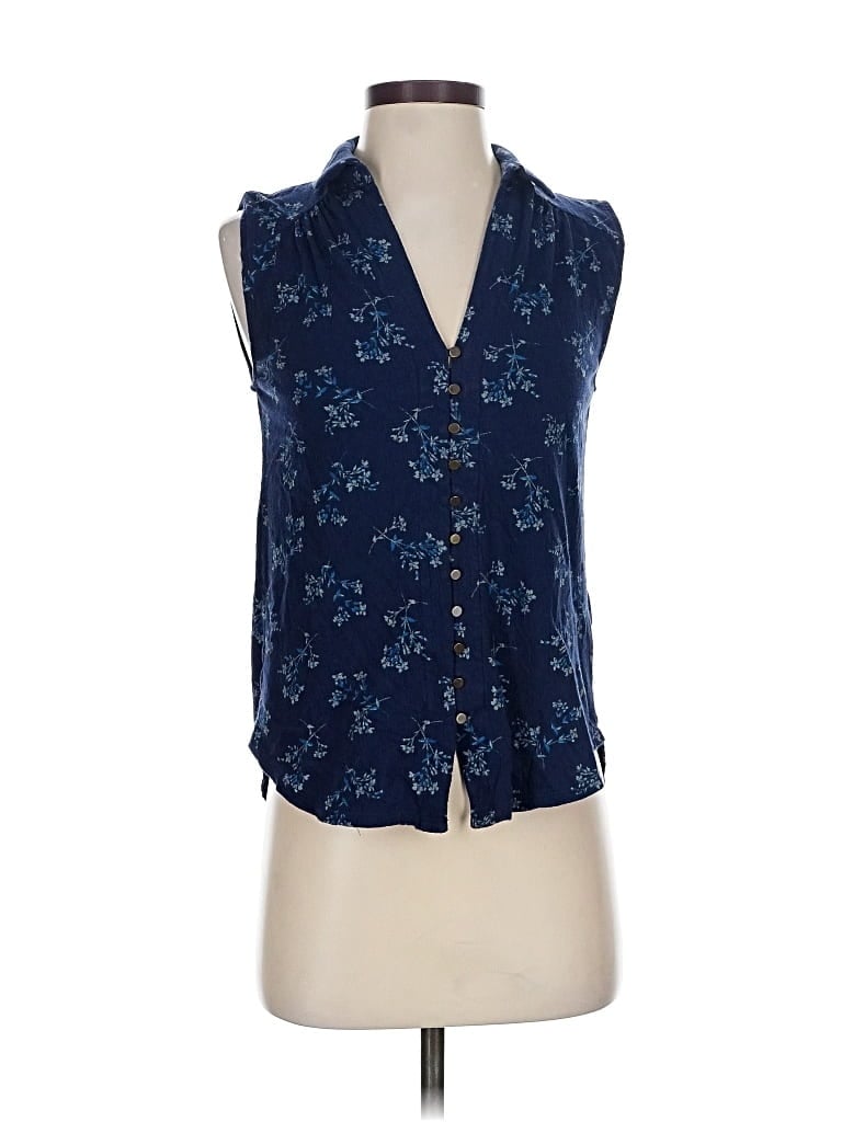 Pre-owned Lucky Brand Tank Top Blue Plunge Neckline Tops