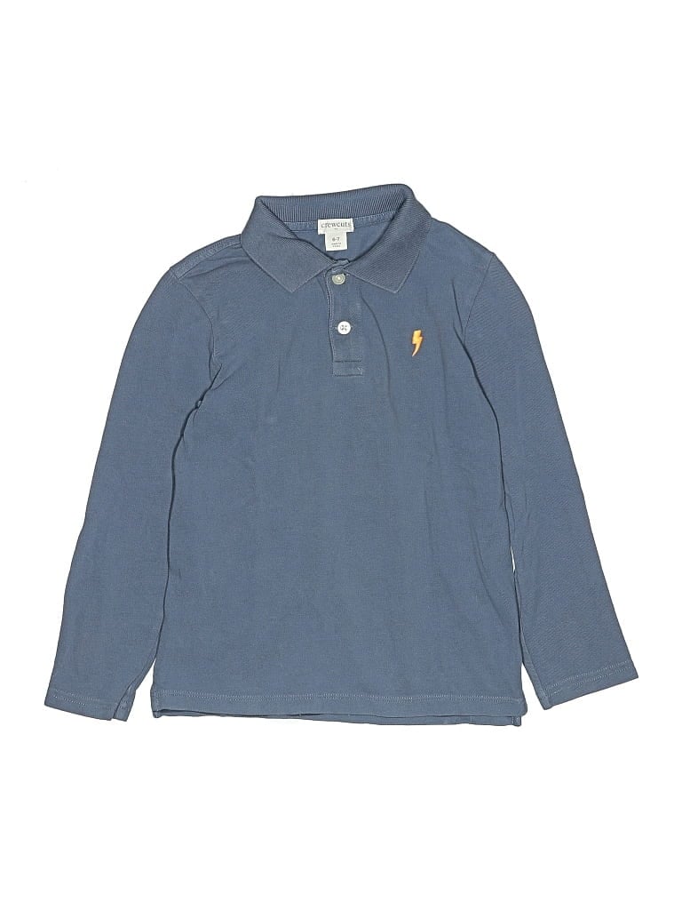 Pre-owned Crewcuts Outlet Kids' Long Sleeve Polo Shirt In Blue