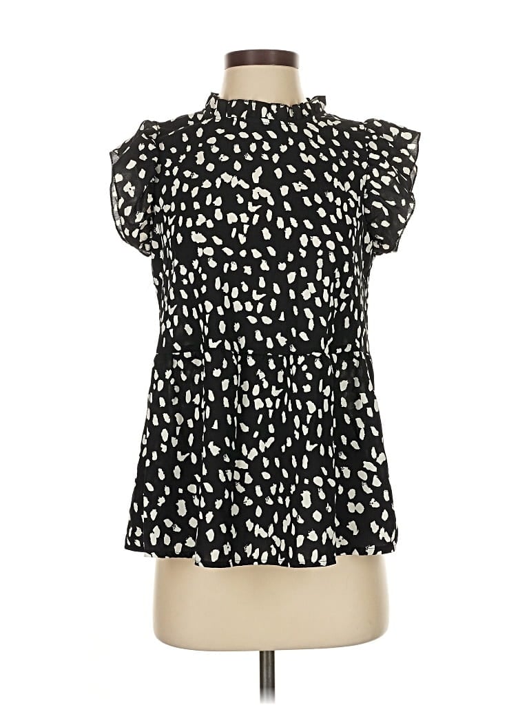 Pre-owned Angashion Short Sleeve Turtleneck In Black