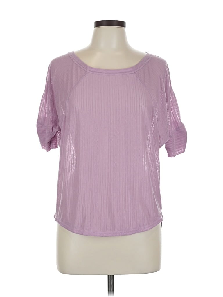 Pre-owned Prana Short Sleeve Top Purple Cold Shoulder Neckline Tops