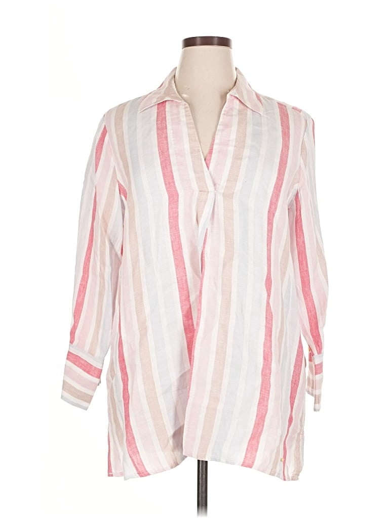 Pre-owned Ellen Tracy 3/4 Sleeve Button Down Shirt In Pink