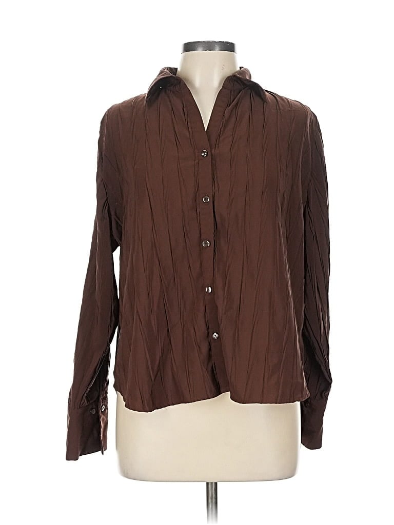 Pre-owned Cato Long Sleeve Blouse In Brown