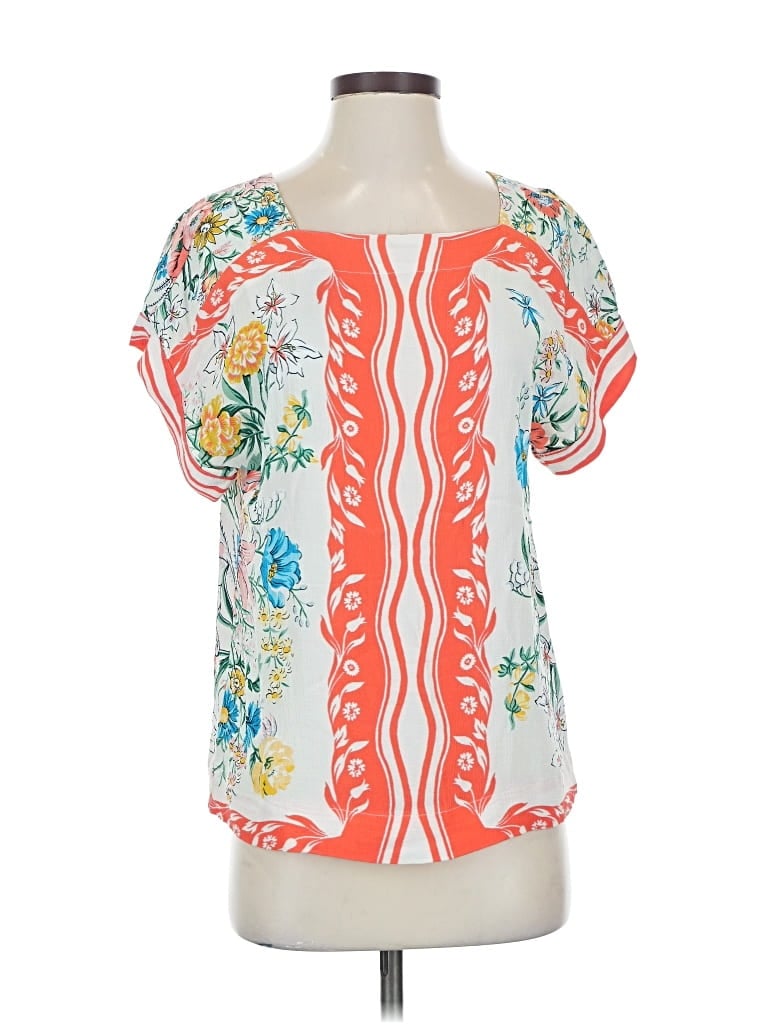 Pre-owned Maeve By Anthropologie Short Sleeve Blouse In Orange