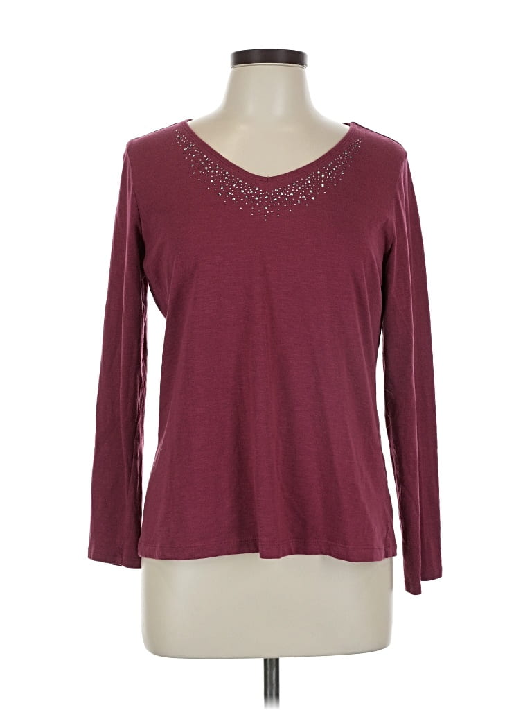 Pre-owned Lena Long Sleeve T-shirt In Burgundy