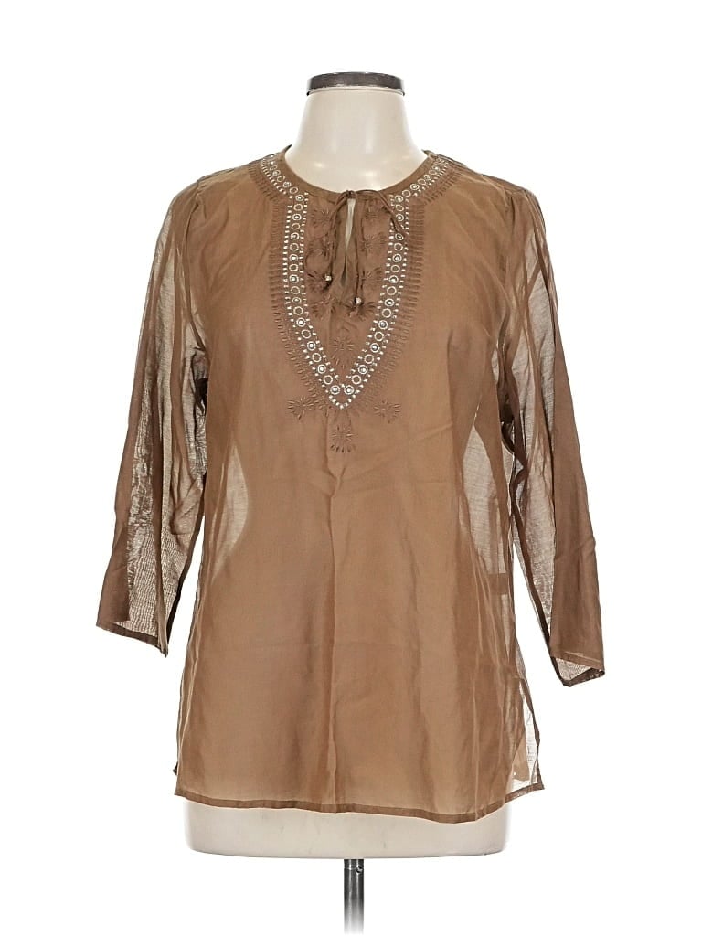 Pre-owned Express 3/4 Sleeve Blouse In Brown