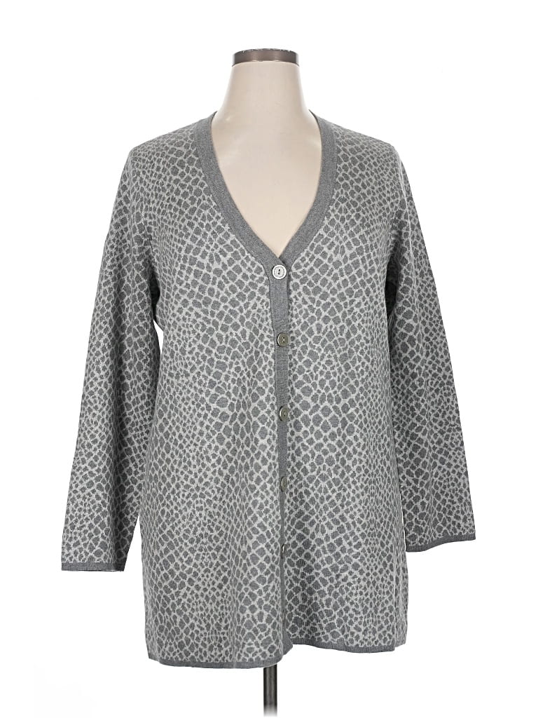 Pre-owned Isaac Mizrahi Live Cardigan Sweater In Gray