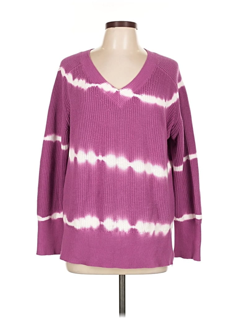 Pre-owned Johnny Was Pullover Sweater In Purple