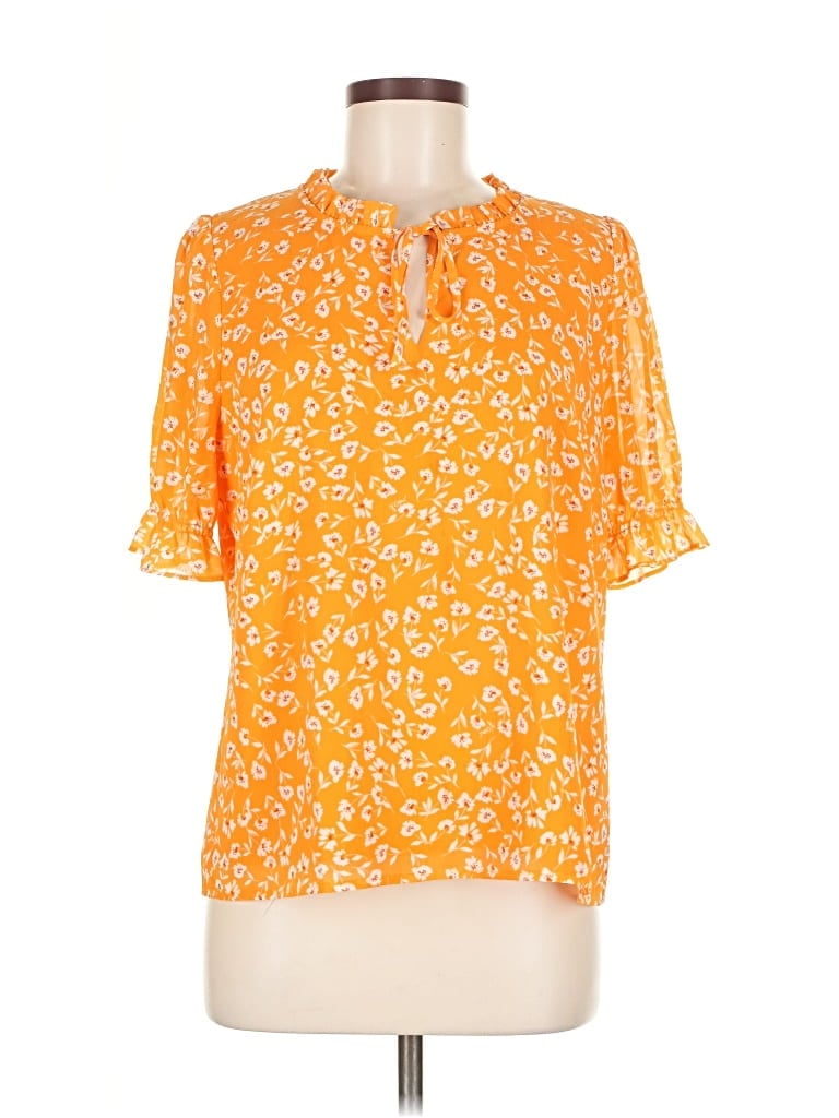 Pre-owned J.crew Factory Store Short Sleeve Blouse In Orange