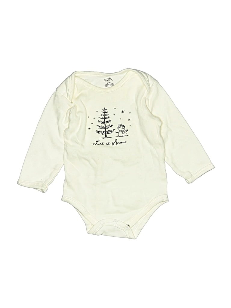 Pre-owned Touched By Nature Babies' Long Sleeve Onesie In White