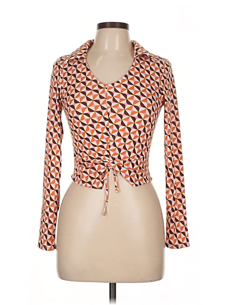 Pre-owned No Comment Long Sleeve Blouse In Orange