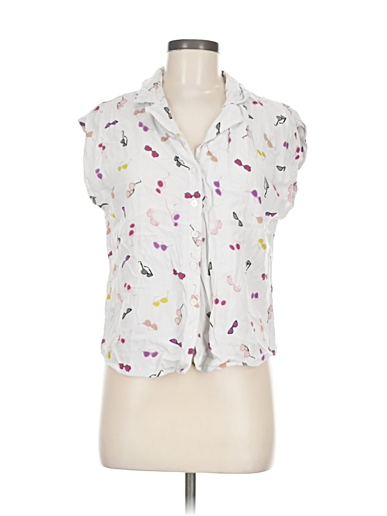 Pre-owned Cooper & Ella Short Sleeve Blouse In White