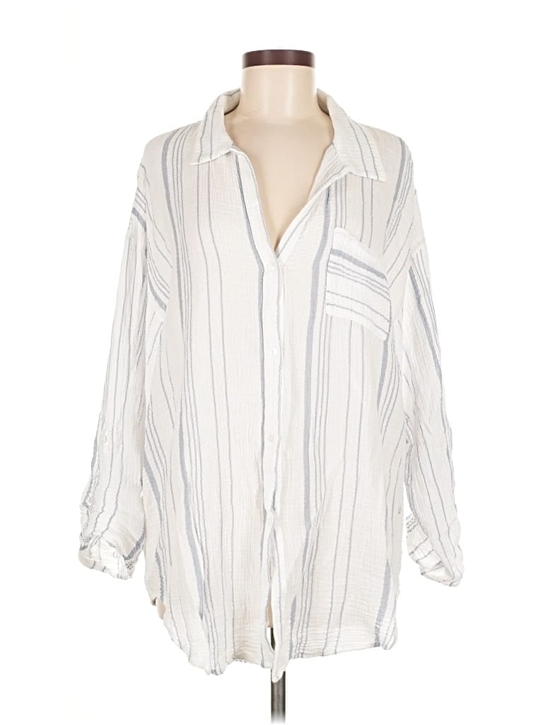 Pre-owned Kona Sol 3/4 Sleeve Button Down Shirt In White