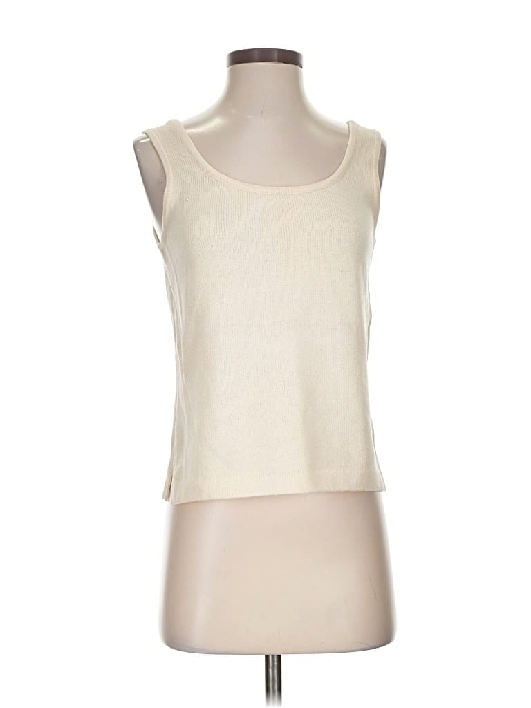 Pre-owned St John Sleeveless Top Ivory Scoop Neck Tops In White
